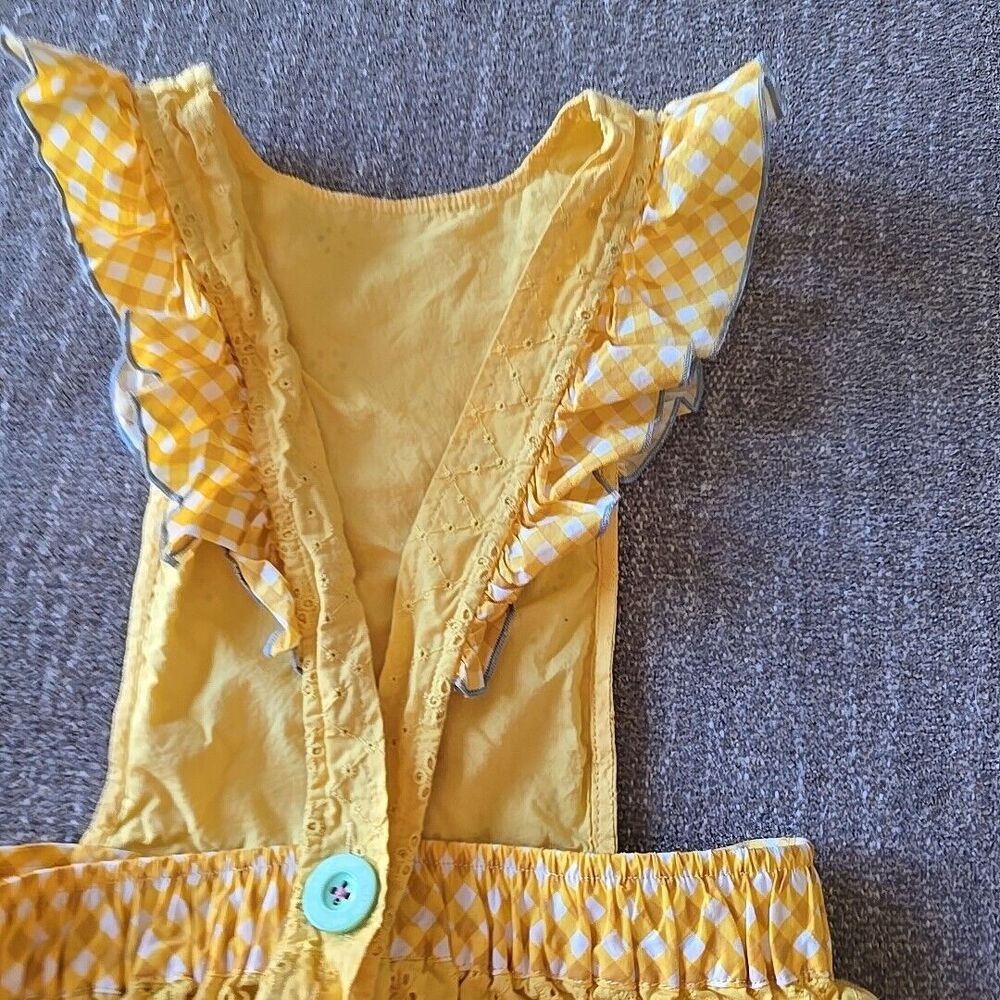 Matilda Jane SPLENDID SUNSHINE PINAFORE Dress 8 Yellow Eyelet Daydream Goldilock - Picture 8 of 10